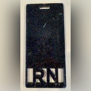 RN Badge Buddy Glittery Black